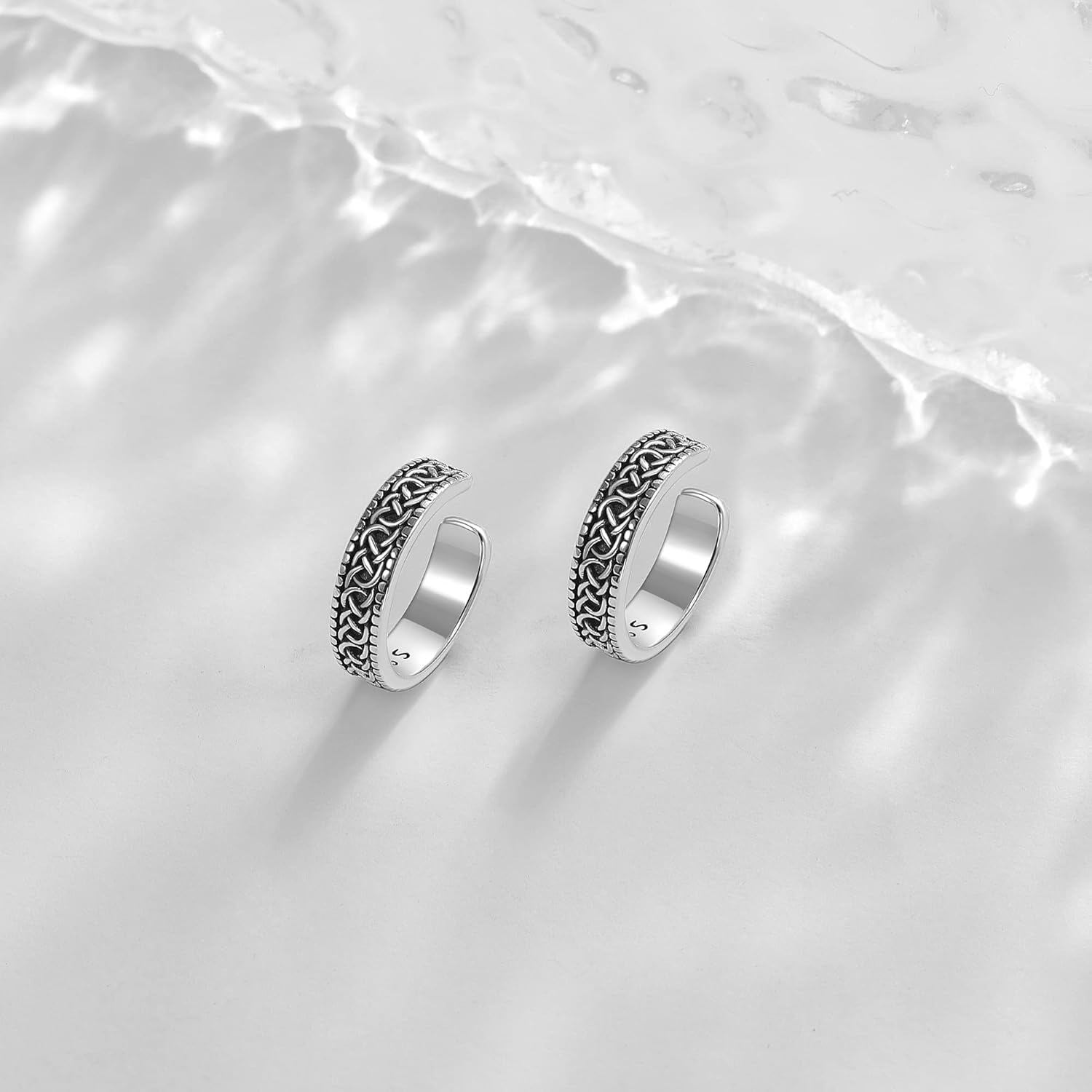 wholesale 925 Sterling Silver Celtic Knot Hoop Earring - No Piercing Needed for Women and Men-0-2