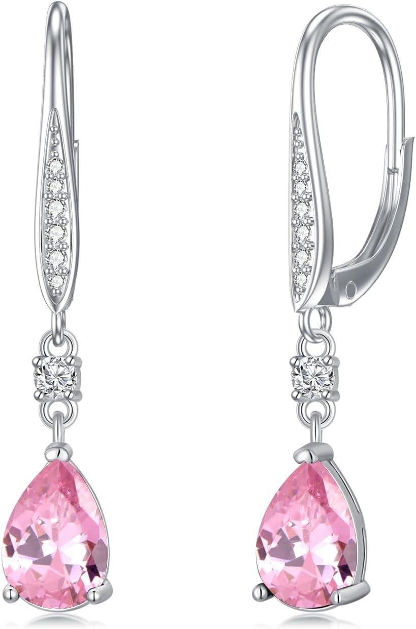 Sterling Silver Austrian Crystal Teardrop Leverback Earrings Women s Gift-0-0