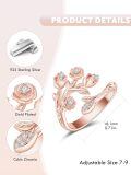 wholesale 925 Sterling Silver Rose Branch Ring With Zircon Accents-0-2
