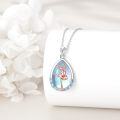 wholesale 925 Sterling Silver Teardrop Ballet Dancer Pendant Necklace with Blue and Pink Crystals-0-2