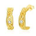 wholesale 925 Sterling Silver Gold Plated Celtic Knot Cubic Zirconia Hoop Earrings-0-0