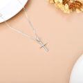 wholesale 14K White Gold Polished Cross Pendant Chain Necklace for Women Girls 20 + Extender-0-4