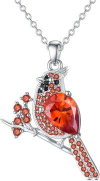 wholesale 925 Sterling Silver Red Cardinal Pendant Necklace for Women s-Cardinal