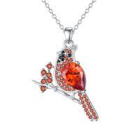 wholesale 925 Sterling Silver Red Cardinal Pendant Necklace for Women s-Cardinal