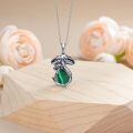 wholesale 925 Sterling Silver Mushroom Pendant Necklace With Black Onyx Platinum Plated-0-28