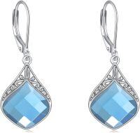 wholesale 925 Sterling Silver Celtic Teardrop Filigree Earrings Jewelry Gifts for Women-Blue stone earrings