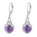 wholesale 925 Sterling Silver Drop Earrings Blue Moonstone Celtic Knot Platinum Plated For Women-0-24