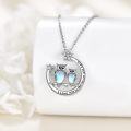 wholesale 925 Sterling Silver Moonstone Double Owls Pendant Necklaces for Women with Stars and Love Message Chain  48cm Length-0-1
