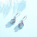 wholesale 925 Sterling Silver Blue Moonstone Rose Drop Leverback Earrings-0-1