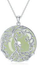 wholesale 14K Gold Sterling Silver Jade Tree of Life Necklace for Women-0-33