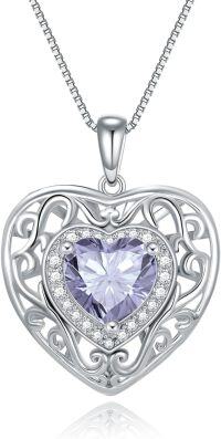 wholesale 925 Sterling Silver with 12 Birthstones Heart Celtic Necklace for Her-6-Jun-Alexandrite