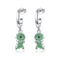 wholesale 925 Sterling Silver Green Crystal Fish Shape Huggie Hoop Earrings for Women-0-0
