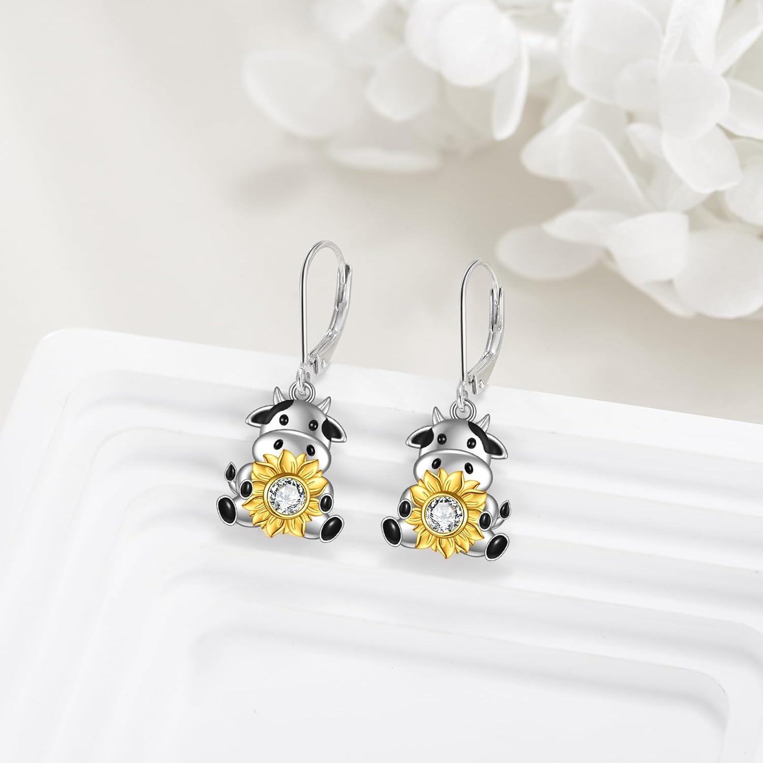 Sterling Silver Moon Star Wolf Drop Dangle Earrings Jewelry Gifts for Women-0-2