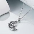 wholesale 925 Sterling Silver Crescent Moon Wolf Pendant Necklace With Roses-0-1
