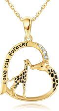 wholesale 14K Gold Giraffe Love You Forever Pendant Necklace - Valentines Gifts for Her-0-0