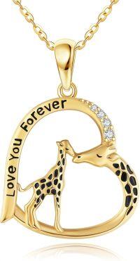 wholesale 14K Gold Giraffe Love You Forever Pendant Necklace - Valentines Gifts for Her-Giraffe Necklace-Giraffe Necklace