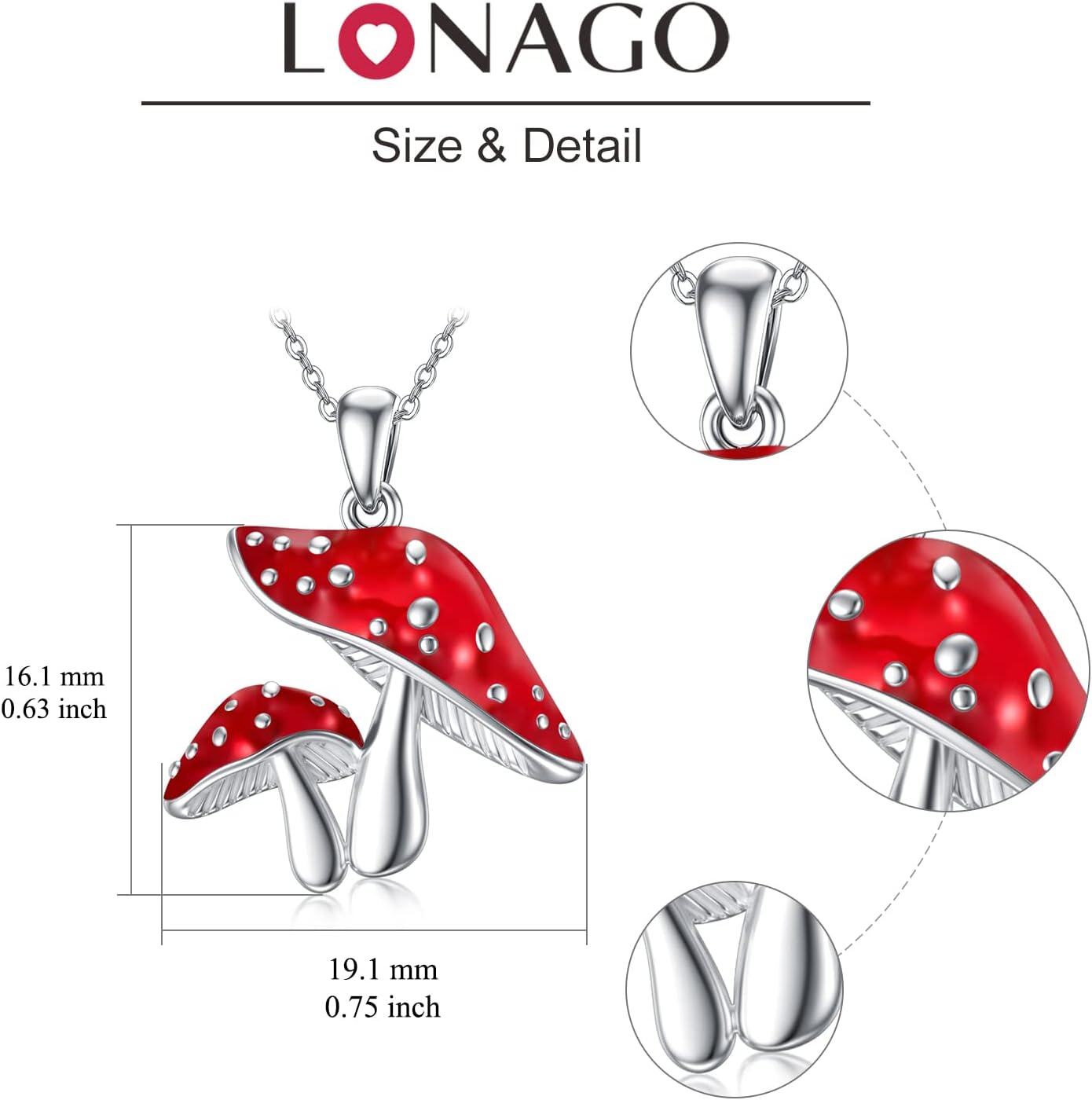 wholesale 925 Sterling Silver Red Enamel Mushroom Snail Pendant Necklace for Women-0-3