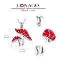 wholesale 925 Sterling Silver Mushroom Pendant Necklace Wholesale Red And White Spotted Design-0-3