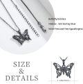 wholesale 925 Sterling Silver Black Butterfly Pendant Necklace for Women, Nickel-Free Lead-Free Hypoallergenic, 18+2 Chain, Insect Lover Gift-0-5