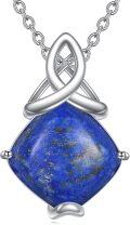 wholesale 925 Sterling Silver Blue Lapis Lazuli Celtic Knot Pendant Necklace-0-0