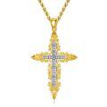 wholesale Gold-Plated 925 Sterling Silver CZ Baroque Cross Pendant Necklace for Women and Men-0-0