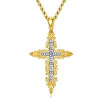 wholesale Gold-Plated 925 Sterling Silver CZ Baroque Cross Pendant Necklace for Women and Men-Large Baroque Cross