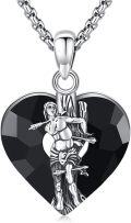 wholesale 925 Sterling Silver 925 Heart-Shaped Black Onyx Saint Archangel Michael Pendant Necklace -0-0