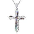 wholesale 925 Sterling Silver Cross Pendant With Abalone Shell And Celtic Knots-0-0