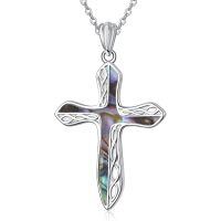 wholesale 925 Sterling Silver Cross Pendant With Abalone Shell And Celtic Knots-Abalone Shell