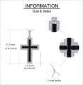 wholesale 925 Sterling Silver Black Onyx & Cubic Zirconia Cross Pendant Necklace for Women Christian Protection -0-4