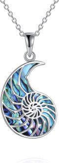 wholesale 925 Sterling Silver Abalone Shell Crescent Moon Pendant Necklace for Women and Girls-0-0