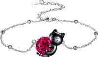 wholesale 14K Gold Pink Crystal Black Cat Pendant Necklace for Women Cats Lover-B-Black Cat 7