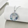 wholesale 925 Sterling Silver Blue Crystal Circle Necklace for Women, 20mm Pendant, 18 Chain, 40th Birthday Gift for Mom Sister Friend Boss-0-3
