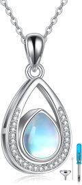 wholesale 925 Sterling Silver Teardrop Urn Necklace for Ashes Moonstone Cremation Jewelry Remembrance Gift for Loss Memorial-0-0