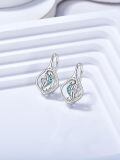 wholesale 925 Sterling Silver Seahorse Turquoise Clip Earrings White Gold Plated Ocean Jewelry For Women-0-1
