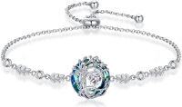 wholesale 925 Sterling Silver Austrian Crystal Tree of Life Birthstone Bracelet for Women-04-Apri-Synthetic Diamond