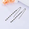 wholesale S925 Sterling Silver Black Threader Tassel Drop Earrings, 130mm Lightweight Gift for Her-0-3