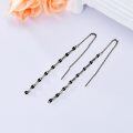 wholesale S925 Sterling Silver Black Threader Tassel Drop Earrings, 130mm Lightweight Gift for Her-0-3