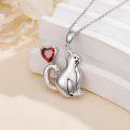wholesale Sterling Silver Birthstone Cat Pendant Necklace for Women-0-2