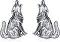 wholesale 925 Sterling Silver Howling Wolf Stud Earrings - Cute Animal Jewelry for Women-0-0