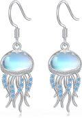 wholesale 925 Sterling Silver Blue Moonstone Jellyfish Dangle Drop Earrings for Women Gift-0-0