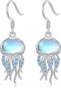 wholesale 925 Sterling Silver Blue Moonstone Jellyfish Dangle Drop Earrings for Women Gift-Jellyfish