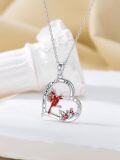 wholesale 925 Sterling Silver 925 Red Cardinal in Heart Pendant Necklace for Women and Girls-0-1