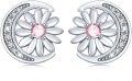 wholesale 925 Sterling Silver Pink Crystal Daisy Flower Stud Earrings  for Women-0-0