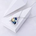 wholesale 925 Sterling Silver Blue Crystal Heart Shaped Bee Pendant Necklace for Women's Gifts-0-2