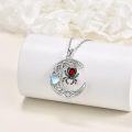 wholesale 925 Sterling Silver Red Crystal Spider Pendant Necklace - Gothic Halloween Jewellery for Women-0-2