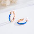 wholesale 925 Sterling Silver Rose Gold Plated Blue Fire Opal Huggie Hoop Earrings for Women-0-1