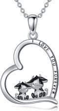 wholesale 925 Sterling Silver Heart-Shaped Love You Forever Highland Cow Pendant Necklace for Women's Gifts-0-0