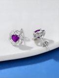 wholesale 925 Sterling Silver Love Knot Stud Earrings with Purple Heart Birthstone s for Women-0-4