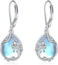 wholesale 925 Sterling Silver Blue Opalite Floral Vine Drop Leverback Earrings-8-Poppy